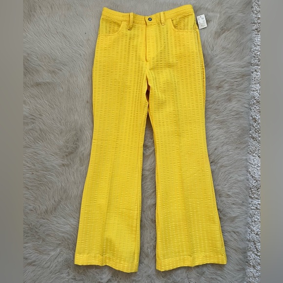 70s Vintage Yellow Flared Pants - Picture 2 of 5
